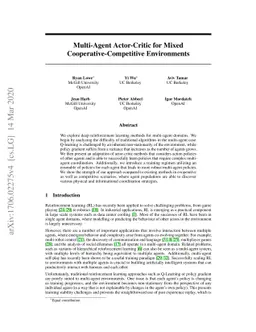 Multi-Agent Actor-Critic for Mixed Cooperative-Competitive Environments