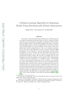 A Robust Learning Algorithm for Regression Models Using Distributionally
  Robust Optimization under the Wasserstein Metric