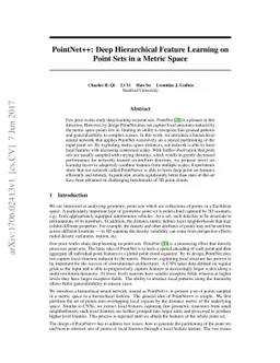 PointNet++: Deep Hierarchical Feature Learning on Point Sets in a Metric
  Space