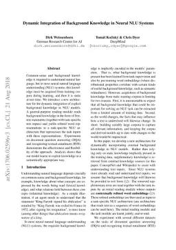 Dynamic Integration of Background Knowledge in Neural NLU Systems