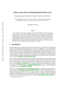 Kinetic energy choice in Hamiltonian/hybrid Monte Carlo
