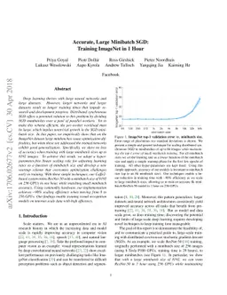 Accurate, Large Minibatch SGD: Training ImageNet in 1 Hour