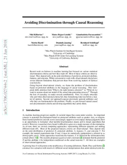 Avoiding Discrimination through Causal Reasoning