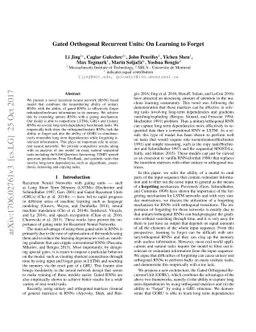 Gated Orthogonal Recurrent Units: On Learning to Forget