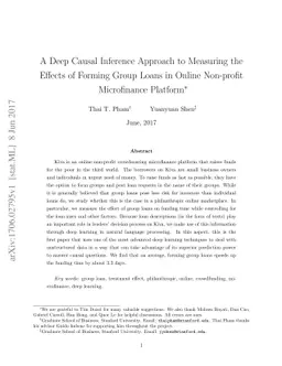 A Deep Causal Inference Approach to Measuring the Effects of Forming
  Group Loans in Online Non-profit Microfinance Platform