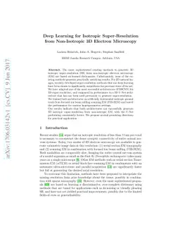 Deep Learning for Isotropic Super-Resolution from Non-Isotropic 3D
  Electron Microscopy