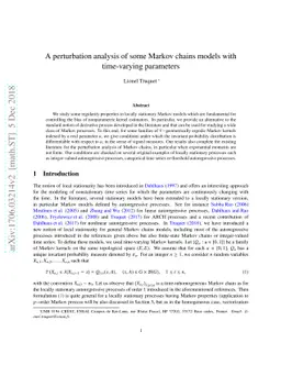 A perturbation analysis of some Markov chains models with time-varying
  parameters
