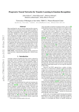 Progressive Neural Networks for Transfer Learning in Emotion Recognition