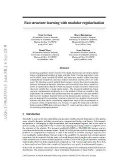 Fast structure learning with modular regularization