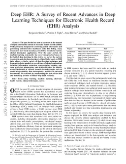 Deep EHR: A Survey of Recent Advances in Deep Learning Techniques for
  Electronic Health Record (EHR) Analysis
