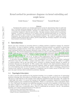 Kernel method for persistence diagrams via kernel embedding and weight
  factor
