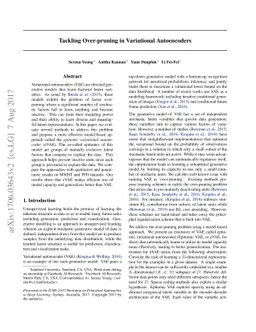 Tackling Over-pruning in Variational Autoencoders