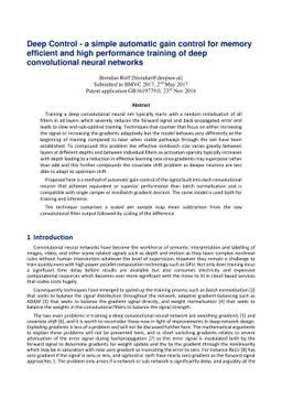 Deep Control - a simple automatic gain control for memory efficient and
  high performance training of deep convolutional neural networks