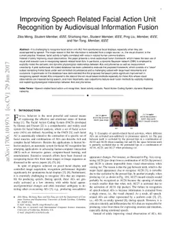 Improving Speech Related Facial Action Unit Recognition by Audiovisual
  Information Fusion