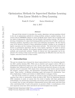 Optimization Methods for Supervised Machine Learning: From Linear Models
  to Deep Learning