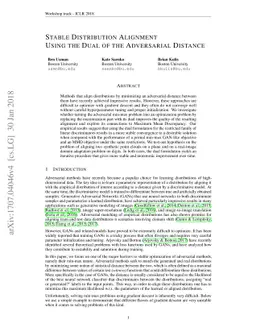 Stable Distribution Alignment Using the Dual of the Adversarial Distance