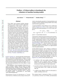 Foolbox: A Python toolbox to benchmark the robustness of machine
  learning models