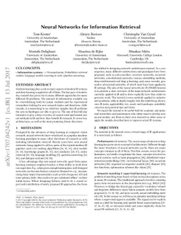 Neural Networks for Information Retrieval