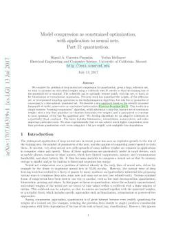 Model compression as constrained optimization, with application to
  neural nets. Part II: quantization