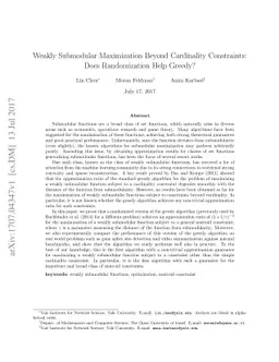 Weakly Submodular Maximization Beyond Cardinality Constraints: Does
  Randomization Help Greedy?