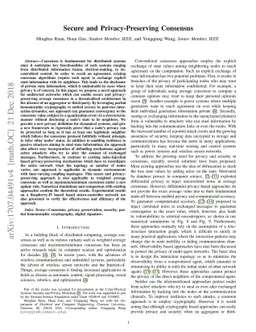 Secure and Privacy-Preserving Consensus