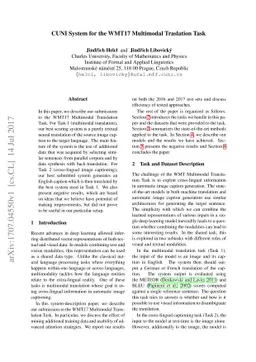 CUNI System for the WMT17 Multimodal Translation Task