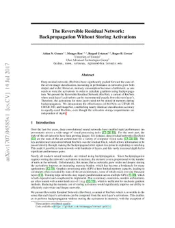 The Reversible Residual Network: Backpropagation Without Storing
  Activations