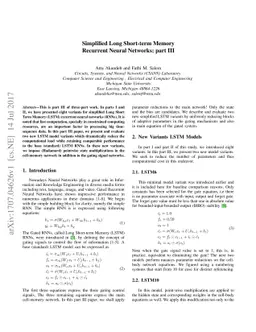 Simplified Long Short-term Memory Recurrent Neural Networks: part III