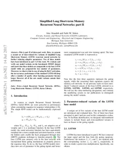 Simplified Long Short-term Memory Recurrent Neural Networks: part II