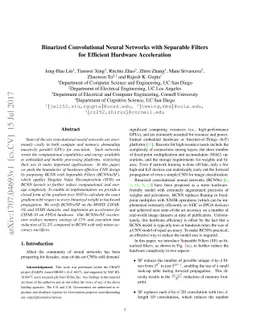 Binarized Convolutional Neural Networks with Separable Filters for
  Efficient Hardware Acceleration