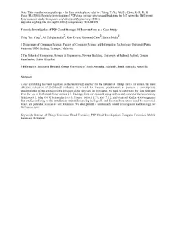 Forensic Investigation of P2P Cloud Storage: BitTorrent Sync as a Case
  Study