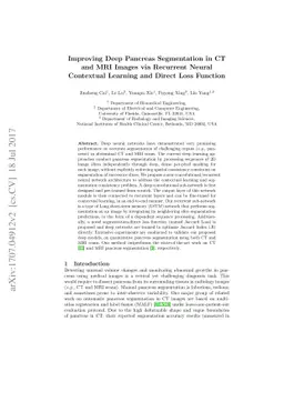 Improving Deep Pancreas Segmentation in CT and MRI Images via Recurrent
  Neural Contextual Learning and Direct Loss Function
