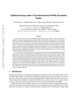 Optimal Storage under Unsynchrononized Mobile Byzantine Faults
