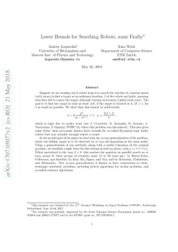 Lower Bounds for Searching Robots, some Faulty