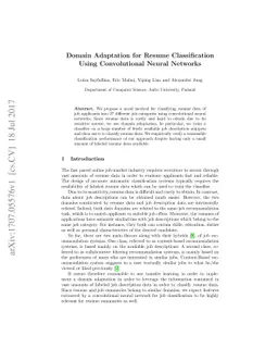 Domain Adaptation for Resume Classification Using Convolutional Neural
  Networks