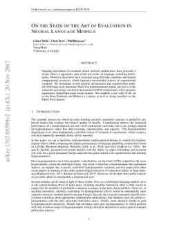 On the State of the Art of Evaluation in Neural Language Models