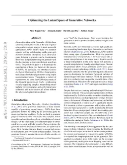 Optimizing the Latent Space of Generative Networks