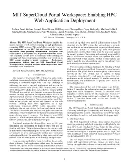 MIT SuperCloud Portal Workspace: Enabling HPC Web Application Deployment