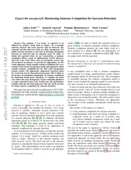 Expect the unexpected: Harnessing Sentence Completion for Sarcasm
  Detection