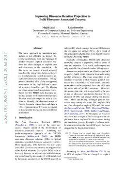 Improving Discourse Relation Projection to Build Discourse Annotated
  Corpora