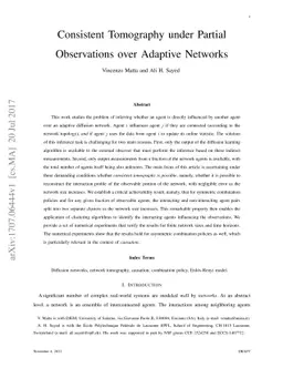 Consistent Tomography under Partial Observations over Adaptive Networks