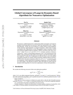 Global Convergence of Langevin Dynamics Based Algorithms for Nonconvex
  Optimization