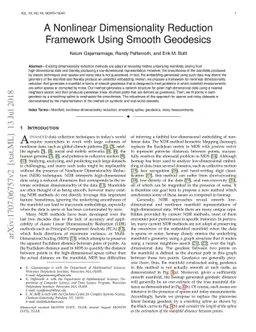 A Nonlinear Dimensionality Reduction Framework Using Smooth Geodesics