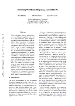 Mimicking Word Embeddings using Subword RNNs
