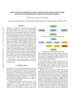 Single Image Super-Resolution with Dilated Convolution based Multi-Scale
  Information Learning Inception Module