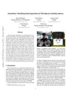 Eyemotion: Classifying facial expressions in VR using eye-tracking
  cameras