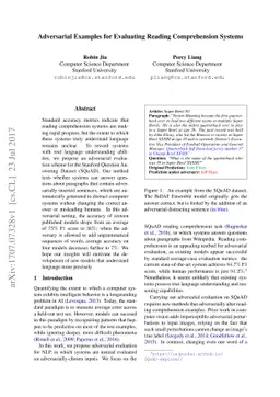 Adversarial Examples for Evaluating Reading Comprehension Systems