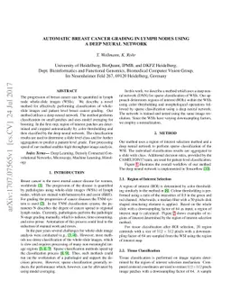 Automatic breast cancer grading in lymph nodes using a deep neural
  network