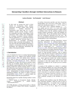Interpreting Classifiers through Attribute Interactions in Datasets