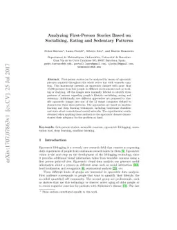 Analyzing First-Person Stories Based on Socializing, Eating and
  Sedentary Patterns